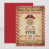 Personal Pirate Birthday Party Invitation Card Kaart (Voorkant / Achterkant)
