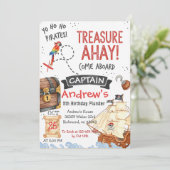 Personal Pirate Birthday Party Invitation Card Kaart (Staand voorkant)