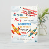 Personal Plane Time vliegt 1e verjaardag voor kind Kaart (Staand voorkant)