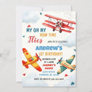 Personal Plane Time vliegt 1e verjaardag voor kind Kaart