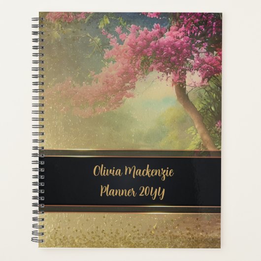 Personal Planner Gold Mist Floral Cherry Blossom. (Voorkant)
