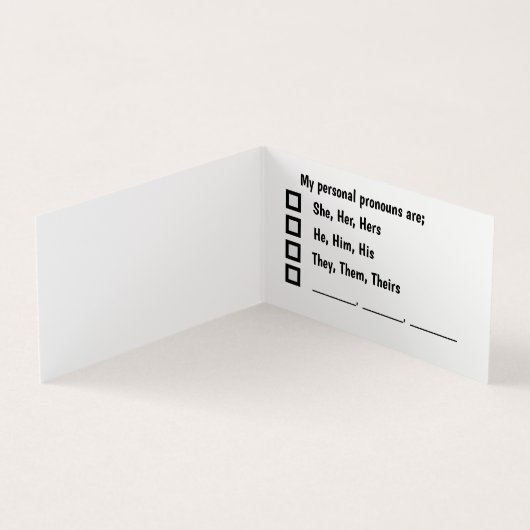 Personal Pronoun Preference Kaart Visitekaartje (Binnen)