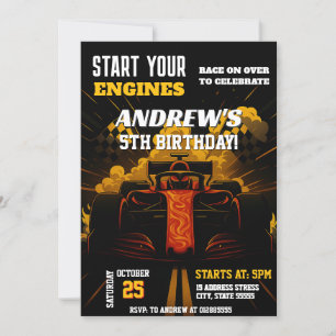 Personal Racing Car Verjaardagsfeest voor jongens Kaart