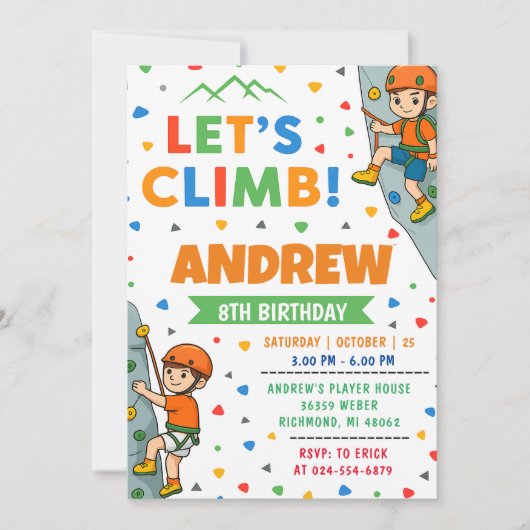 Personal Rock Climbing Birthday Kaart (Voorkant)