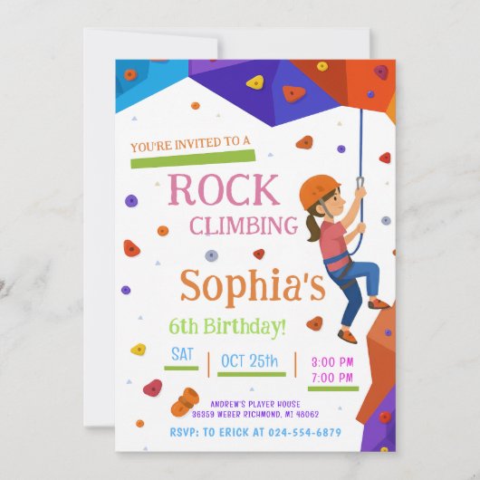 Personal Rock Climbing Birthday Party Invitation Kaart (Voorkant)