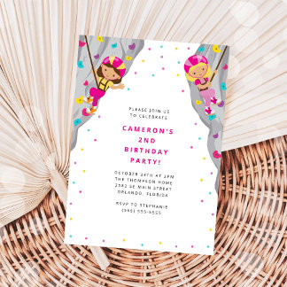 Personal Rock Climbing Birthday Party Invitation Kaart