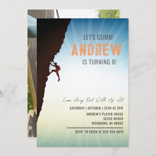 Personal Rock Climbing Verjaardagsfeestje Kaart (Voorkant / Achterkant)