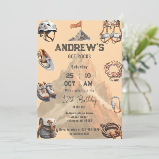 Personal Rock Climbing Verjaardagsfeestje Kaart (Staand voorkant)