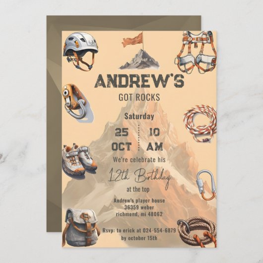 Personal Rock Climbing Verjaardagsfeestje Kaart (Voorkant / Achterkant)
