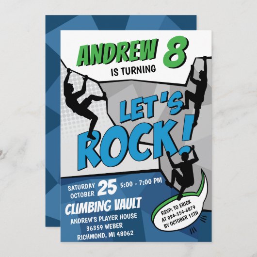 Personal Rock Climbing Verjaardagsfeestuitnodiging Kaart (Voorkant / Achterkant)