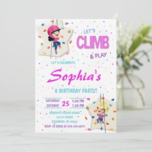 Personal Rock Climbing Verjaardagsfeestuitnodiging Kaart (Staand voorkant)