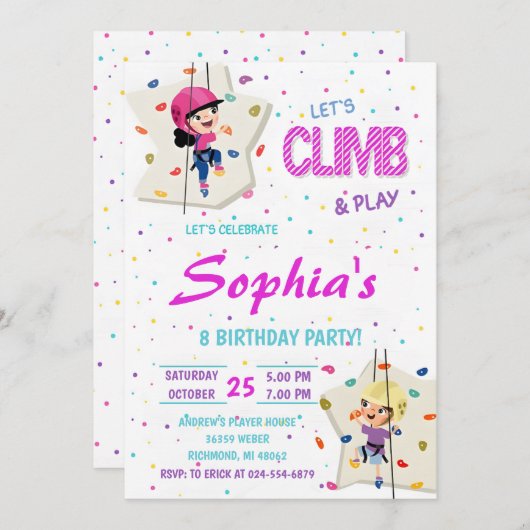 Personal Rock Climbing Verjaardagsfeestuitnodiging Kaart (Voorkant / Achterkant)