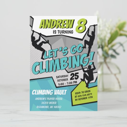 Personal Rock Climbing Verjaardagsfeestuitnodiging Kaart (Staand voorkant)