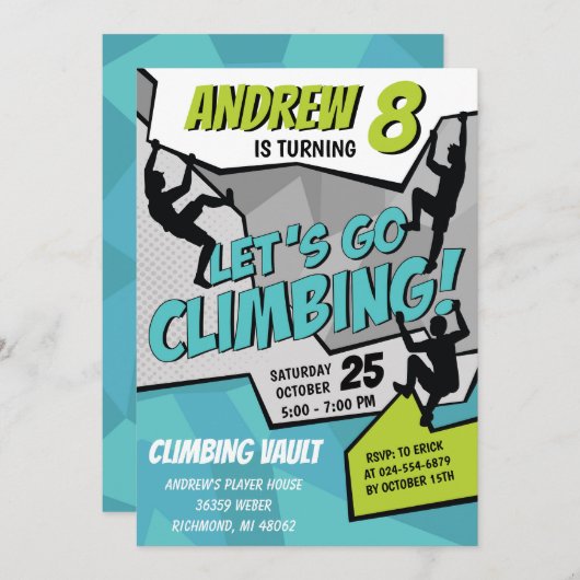 Personal Rock Climbing Verjaardagsfeestuitnodiging Kaart (Voorkant / Achterkant)