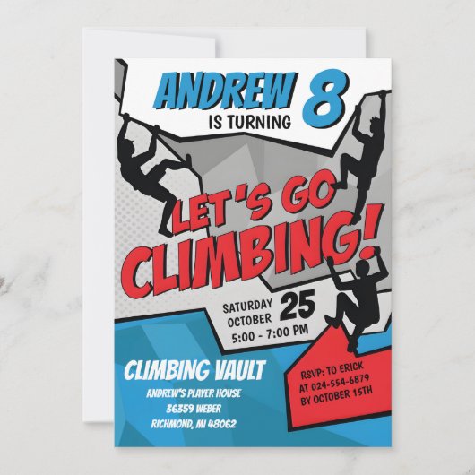 Personal Rock Climbing Verjaardagsfeestuitnodiging Kaart (Voorkant)