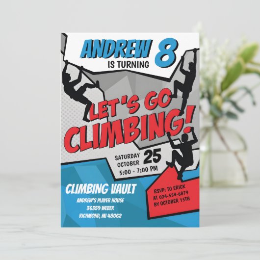Personal Rock Climbing Verjaardagsfeestuitnodiging Kaart (Staand voorkant)