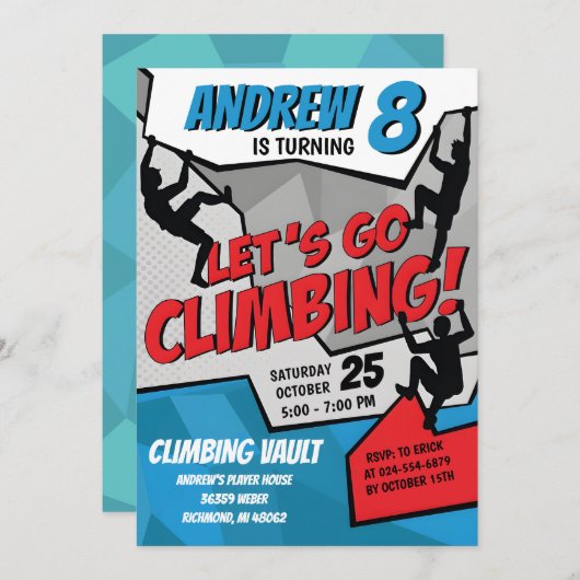 Personal Rock Climbing Verjaardagsfeestuitnodiging Kaart (Voorkant / Achterkant)