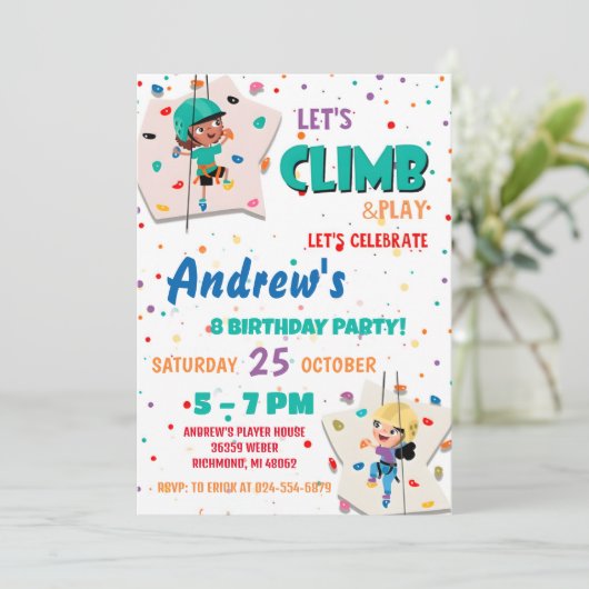 Personal Rock Climbing Verjaardagsfeestuitnodiging Kaart (Staand voorkant)