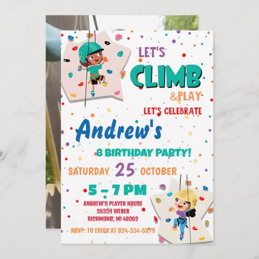 Personal Rock Climbing Verjaardagsfeestuitnodiging Kaart (Voorkant / Achterkant)