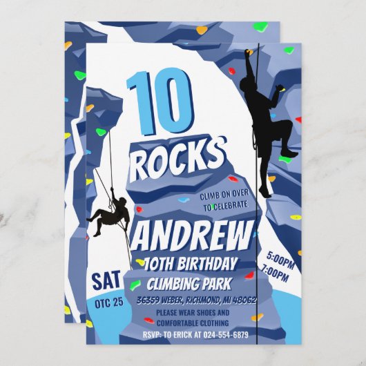 Personal Rock Climbing Verjaardagsfeestuitnodiging Kaart (Voorkant / Achterkant)