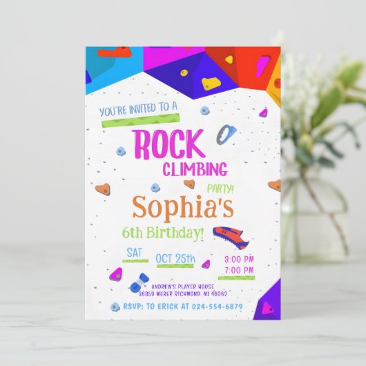 Personal Rock Climbing Verjaardagsfeestuitnodiging Kaart (Staand voorkant)