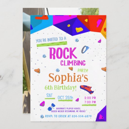 Personal Rock Climbing Verjaardagsfeestuitnodiging Kaart (Voorkant / Achterkant)