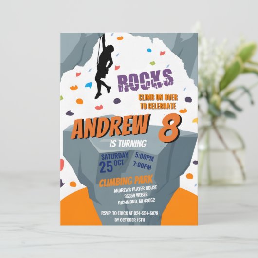Personal Rock Climbing Verjaardagsfeestuitnodiging Kaart (Staand voorkant)