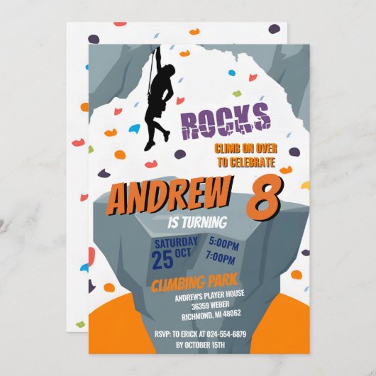 Personal Rock Climbing Verjaardagsfeestuitnodiging Kaart (Voorkant / Achterkant)
