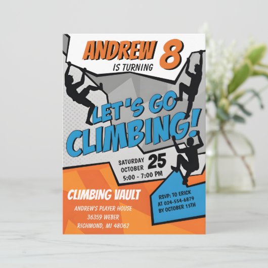 Personal Rock Climbing Verjaardagsfeestuitnodiging Kaart (Staand voorkant)