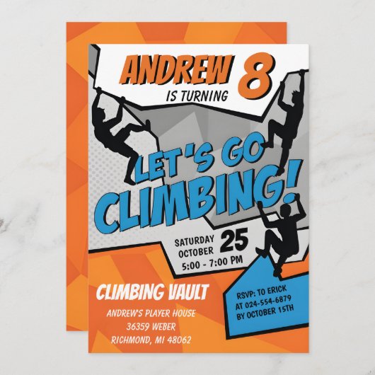 Personal Rock Climbing Verjaardagsfeestuitnodiging Kaart (Voorkant / Achterkant)