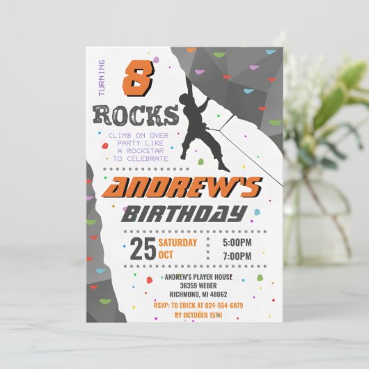 Personal Rock Climbing Verjaardagsfeestuitnodiging Kaart (Staand voorkant)
