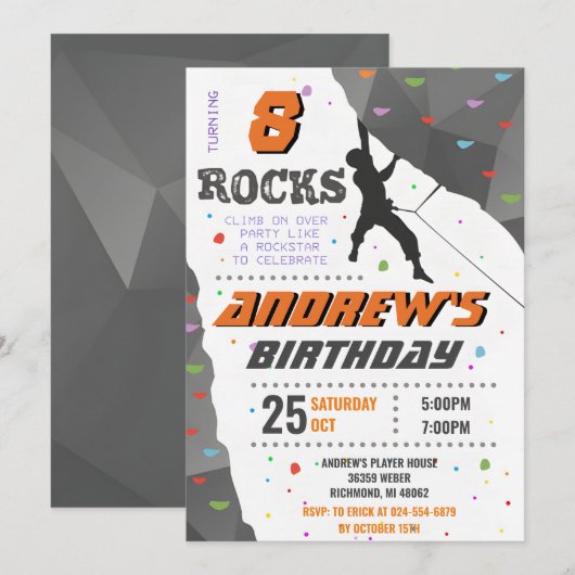 Personal Rock Climbing Verjaardagsfeestuitnodiging Kaart (Voorkant / Achterkant)