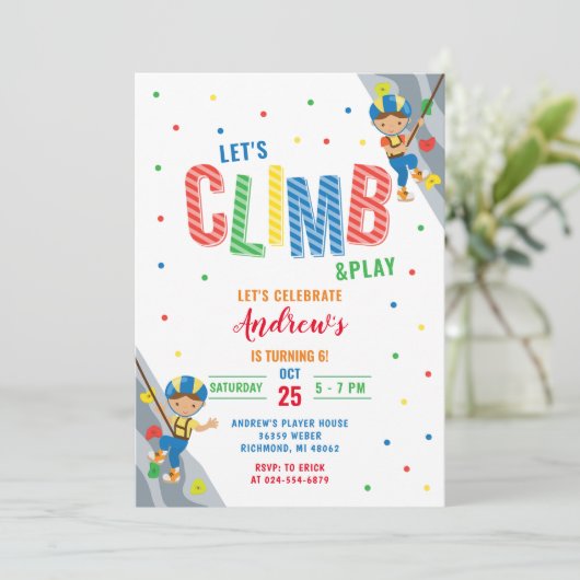 Personal Rock Climbing Verjaardagsfeestuitnodiging Kaart (Staand voorkant)