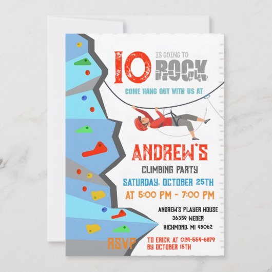 Personal Rock Climbing Verjaardagsfeestuitnodiging Kaart (Voorkant)