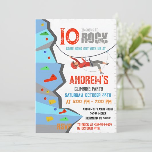 Personal Rock Climbing Verjaardagsfeestuitnodiging Kaart (Staand voorkant)
