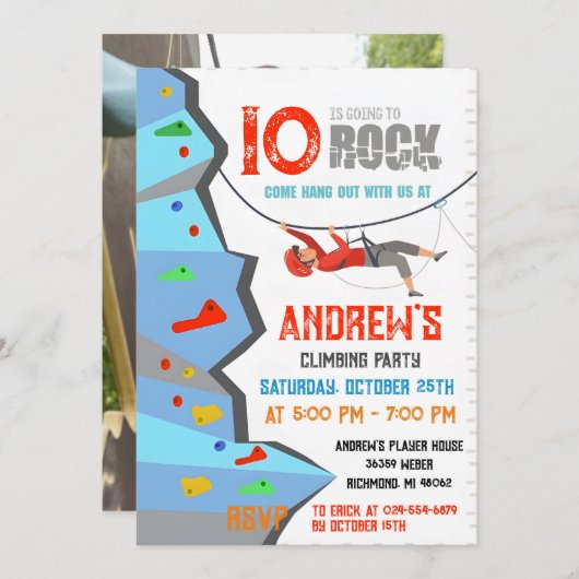 Personal Rock Climbing Verjaardagsfeestuitnodiging Kaart (Voorkant / Achterkant)