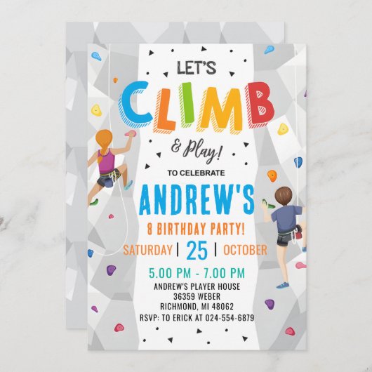 Personal Rock Climbing Verjaardagsfeestuitnodiging Kaart (Voorkant / Achterkant)