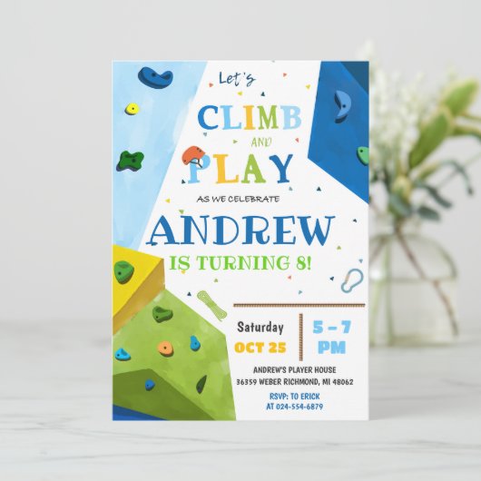 Personal Rock Climbing Verjaardagsfeestuitnodiging Kaart (Staand voorkant)