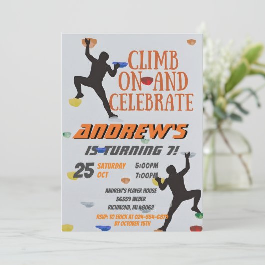 Personal Rock Climbing Verjaardagsfeestuitnodiging Kaart (Staand voorkant)