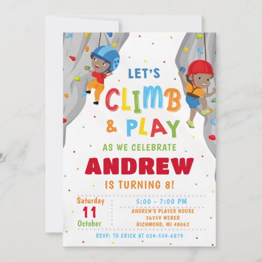 Personal Rock Climbing Verjaardagsfeestuitnodiging Kaart (Voorkant)
