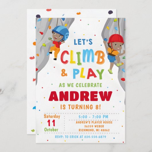 Personal Rock Climbing Verjaardagsfeestuitnodiging Kaart (Voorkant / Achterkant)