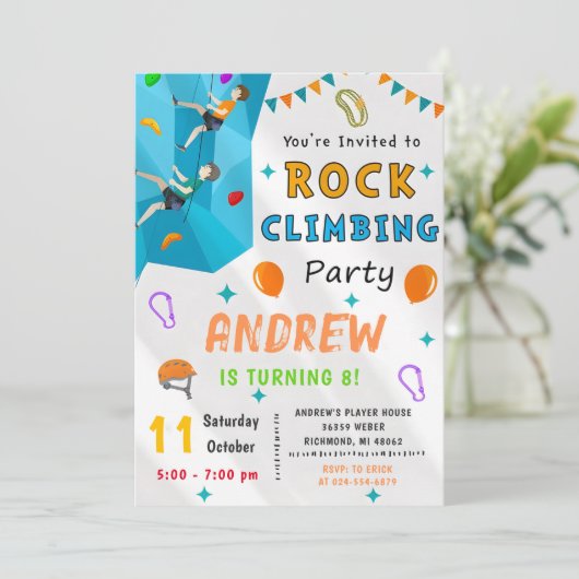 Personal Rock Climbing Verjaardagsfeestuitnodiging Kaart (Staand voorkant)