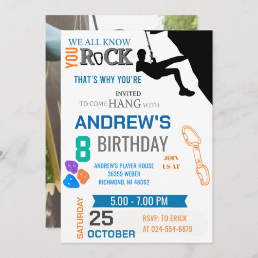 Personal Rock Climbing Verjaardagsfeestuitnodiging Kaart (Voorkant / Achterkant)