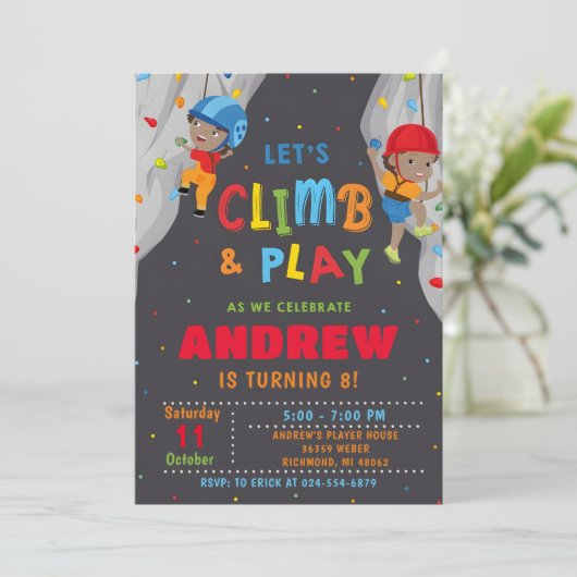 Personal Rock Climbing Verjaardagsfeestuitnodiging Kaart (Staand voorkant)