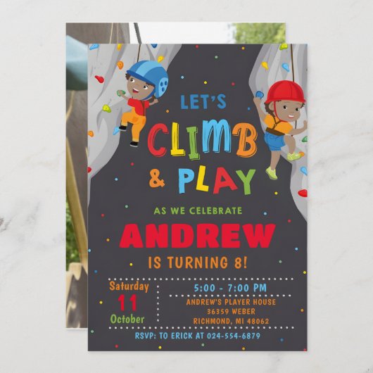 Personal Rock Climbing Verjaardagsfeestuitnodiging Kaart (Voorkant / Achterkant)