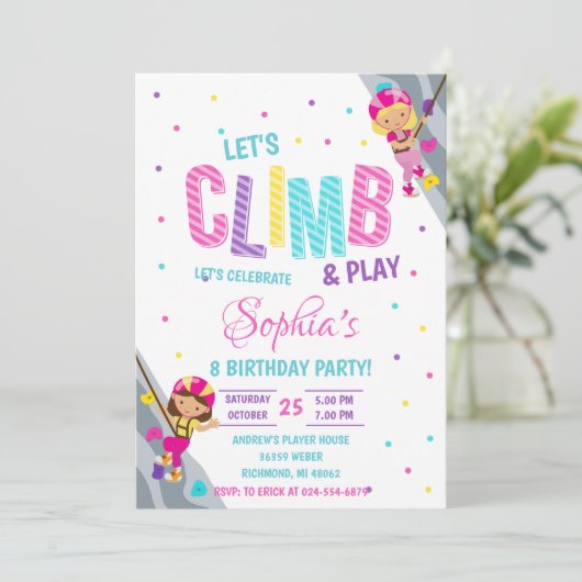 Personal Rock Meisje Klimmen Verjaardagsfeestje Kaart (Staand voorkant)