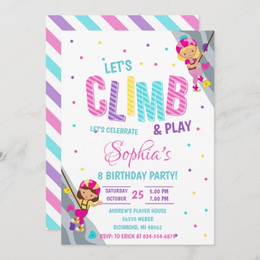 Personal Rock Meisje Klimmen Verjaardagsfeestje Kaart (Voorkant / Achterkant)