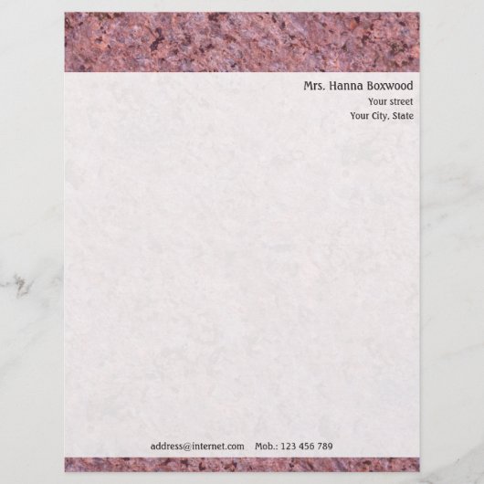 Personal Rock Texture met Return Address Briefhoofd (Voorkant)