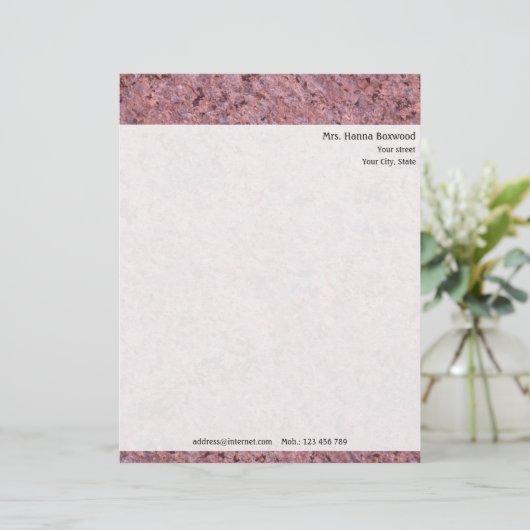 Personal Rock Texture met Return Address Briefhoofd (Staand voorkant)