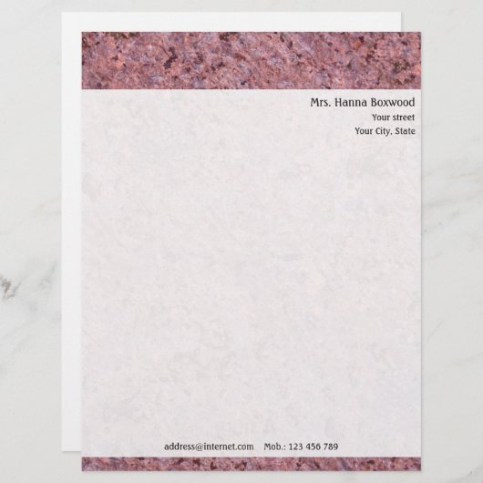 Personal Rock Texture met Return Address Briefhoofd (Voorkant / Achterkant)